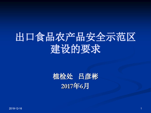 出口食品农产品安全示范区建设的要求演示课件.ppt