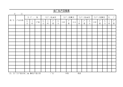 全厂生产日报表