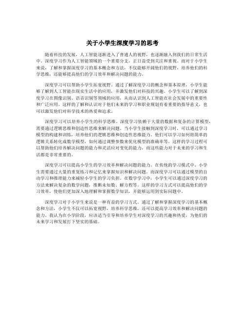 关于小学生深度学习的思考