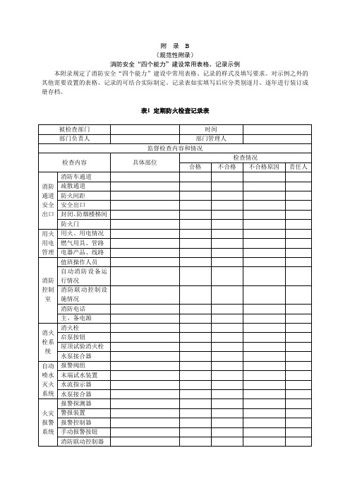 消防安全“四个能力”建设常用表格记录示例