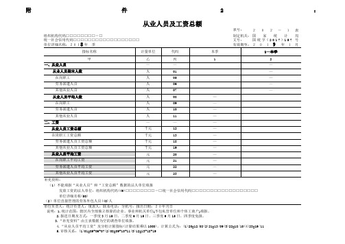 2018年从业人员及工资总额季报表式(202-1表)