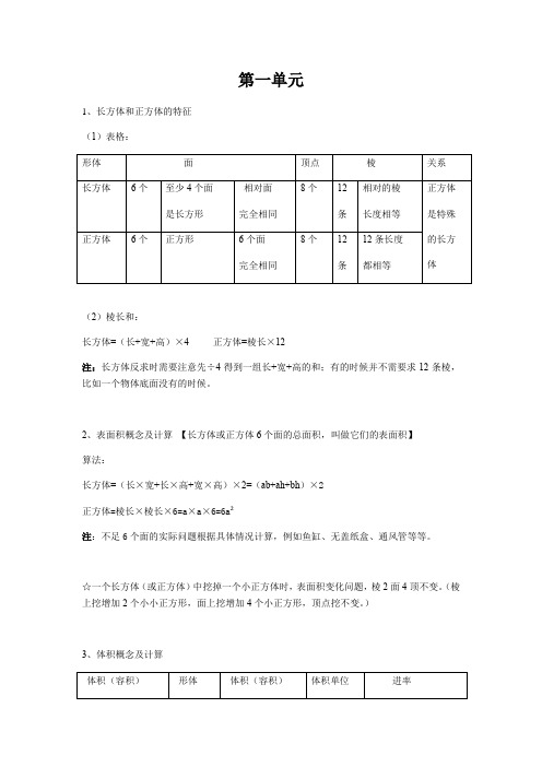 第1单元长方体和正方体 知识点以及易错题(讲义)六年级上册数学苏教版