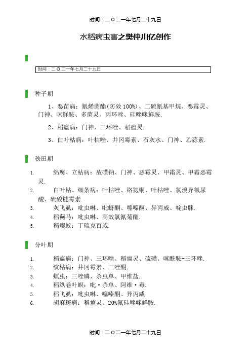 水稻病虫害种类及图片