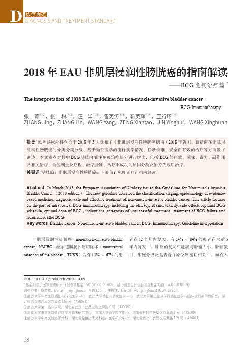 2018年EAU非肌层浸润性膀胱癌的指南解读——BCG免疫治疗篇