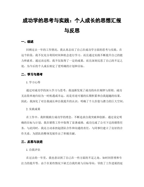 成功学的思考与实践：个人成长的思想汇报与反思