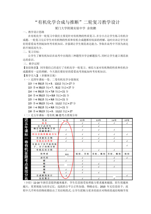 有机化学合成与推断二轮复习教学设计