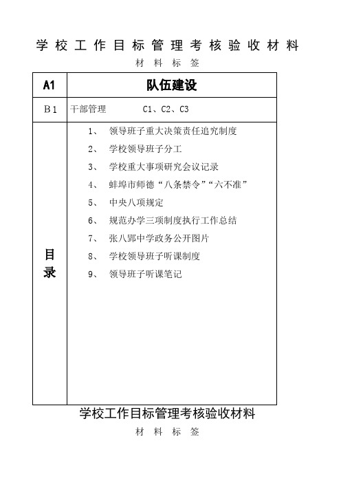 学校工作目标管理考核验收材料文件盒盒内标签