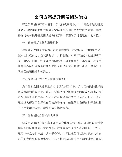 公司方案提升研发团队能力