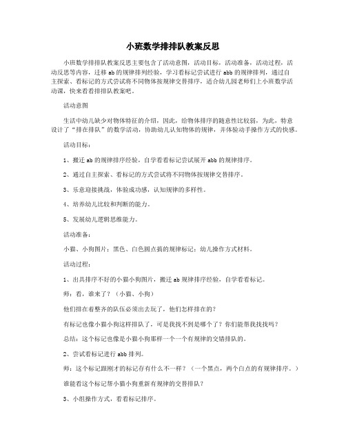 小班数学排排队教案反思