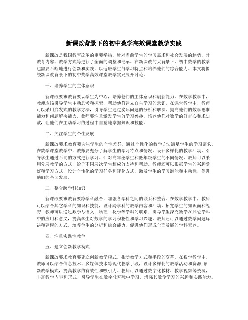 新课改背景下的初中数学高效课堂教学实践