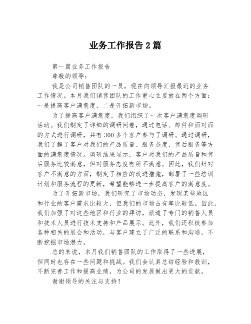 业务工作报告2篇