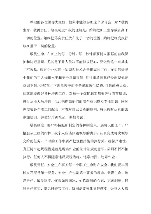 敬畏生命,敬畏责任,敬畏制度班组长发言稿