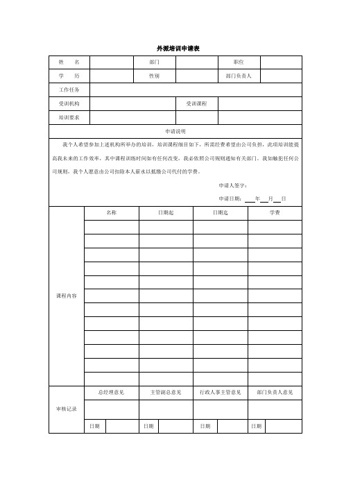 外派培训申请表