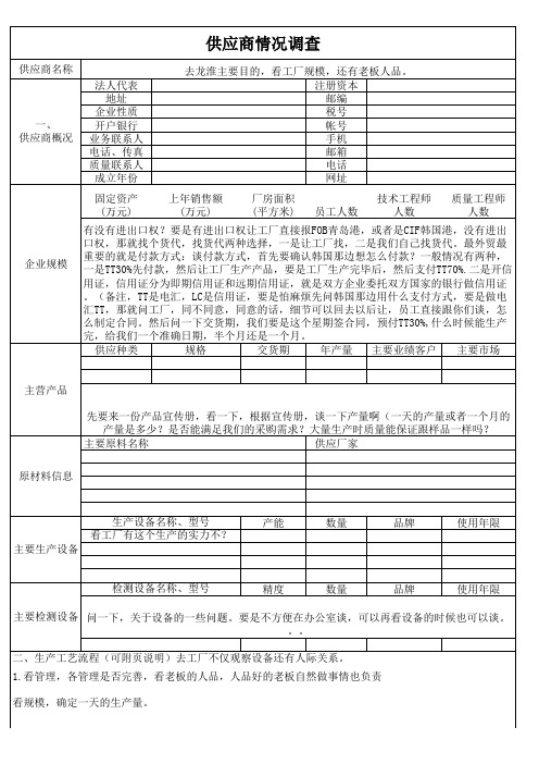 供应商情况调查表