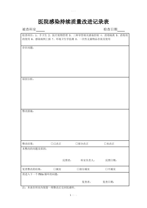 院感质量持续改进记录表