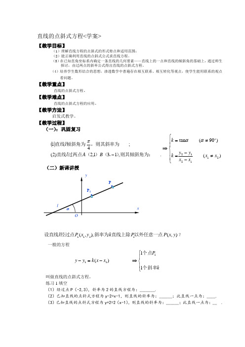 直线的点斜式方程学案