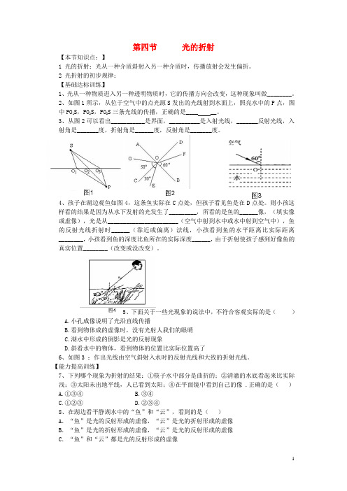 八年级物理上册第四章第4节光的折射节节练(新版)新人教版
