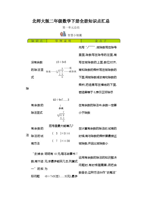 北师大版二年级数学下册全册知识点汇总