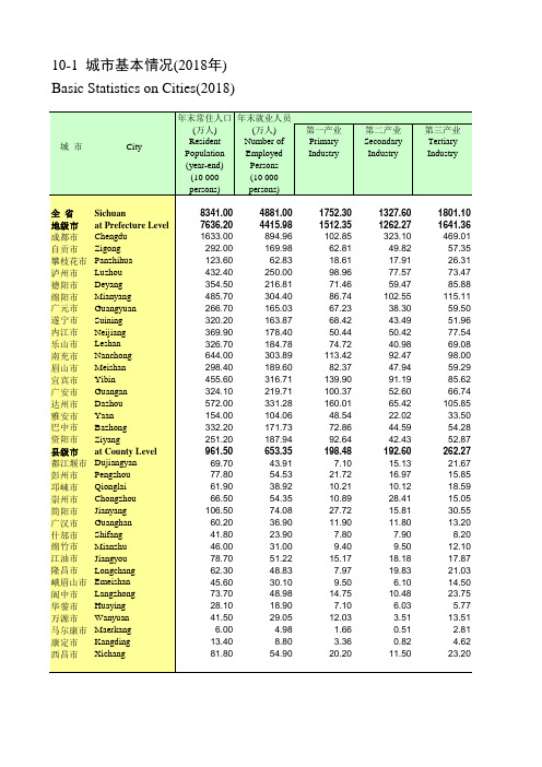 四川社会发展经济数据：10-1_城市基本情况(2018年)