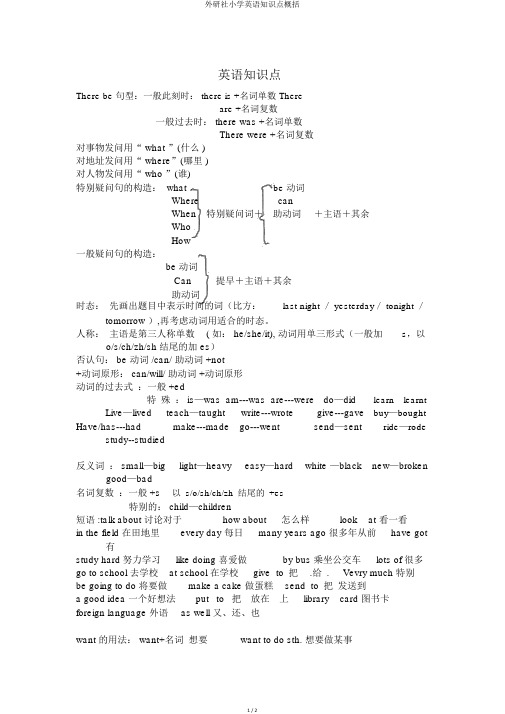 外研社小学英语知识点归纳