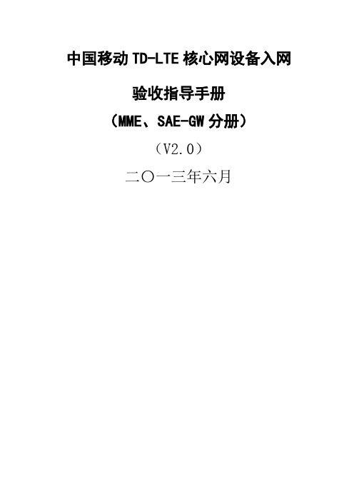 中国移动TDLTE核心网设备入网验收指导手册MME、SAEGW分册v