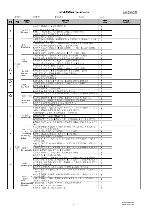 上海大众5S 检查细则