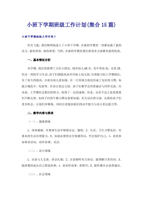 小班下学期班级工作计划(集合15篇)