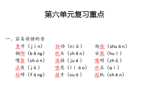 最新部编版四年级语文下册第六单元复习重点(全优整理)