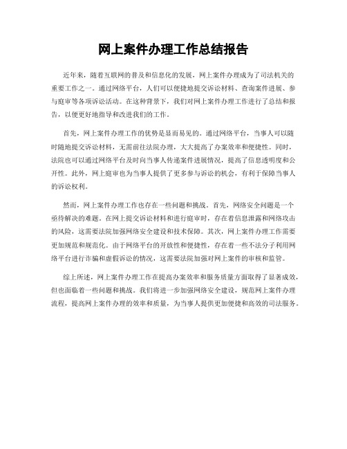 网上案件办理工作总结报告