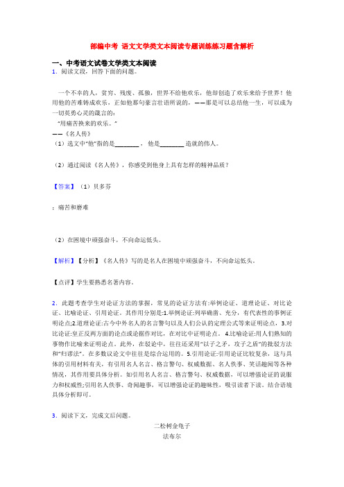 部编中考 语文文学类文本阅读专题训练练习题含解析