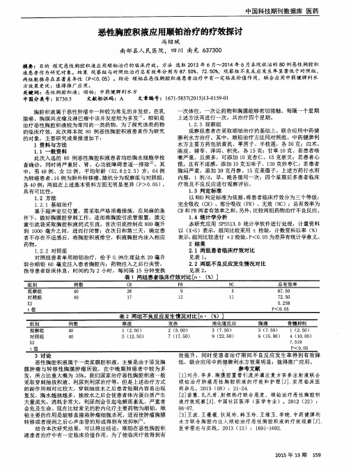 恶性胸腔积液应用顺铂治疗的疗效探讨