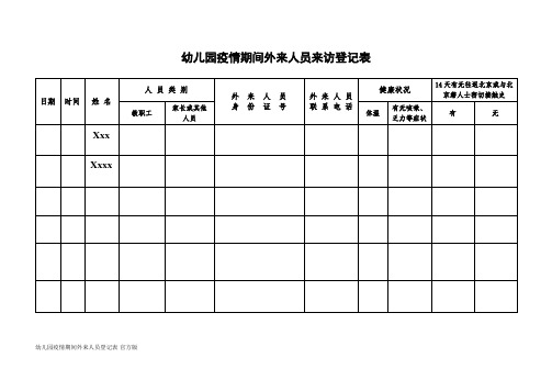 幼儿园疫情期间外来人员登记表-官方版