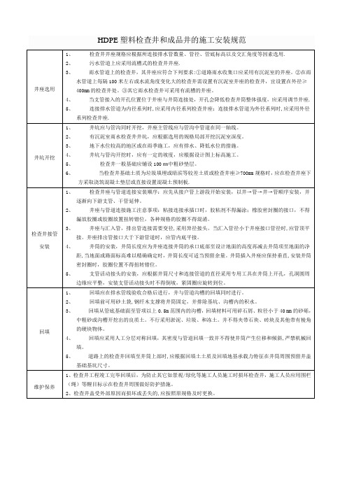 HDPE塑料检查井和成品井的施工安装规范