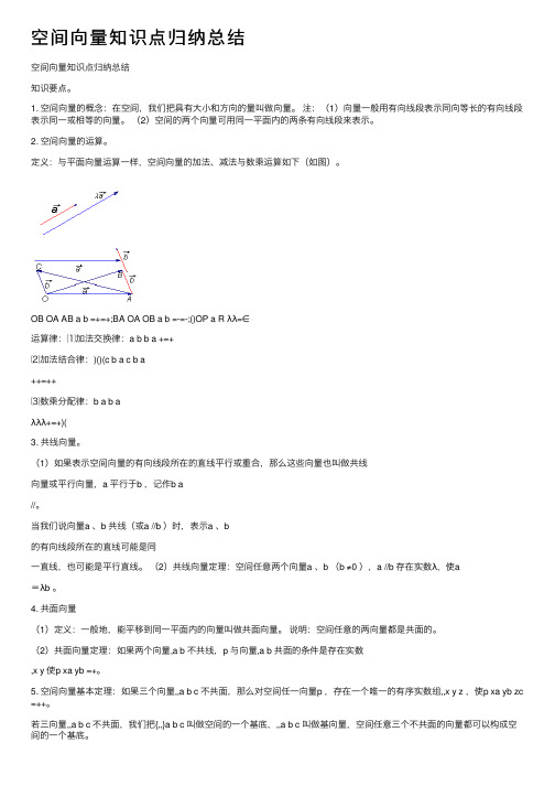 空间向量知识点归纳总结