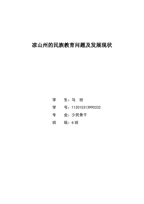 凉山州的民族教育问题及发展现状