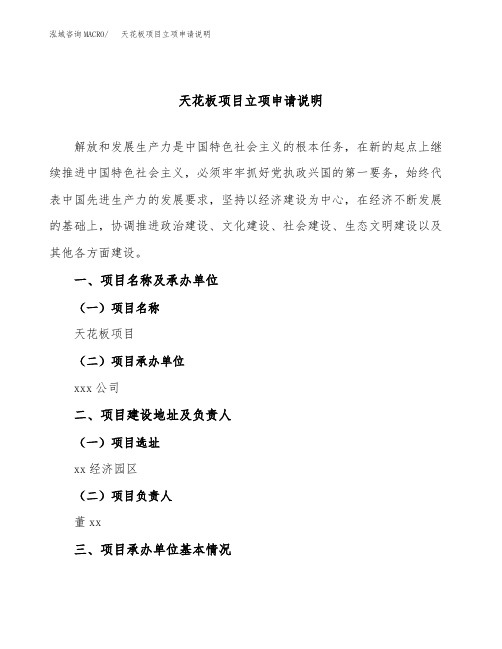 天花板项目立项申请说明word可编辑