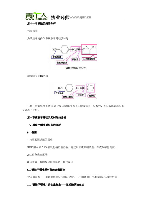 2011年执业药师药学专业知识药物分析部分教材考点(第十一章)