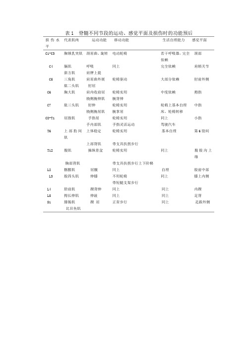 (完整版)脊髓损伤的评定量表