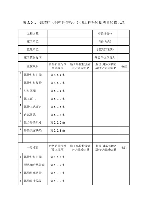 钢结构检验批国标