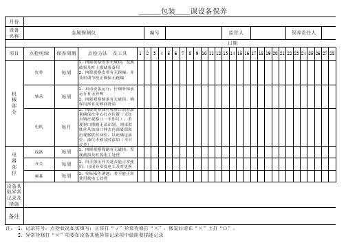 金属探测仪点检表