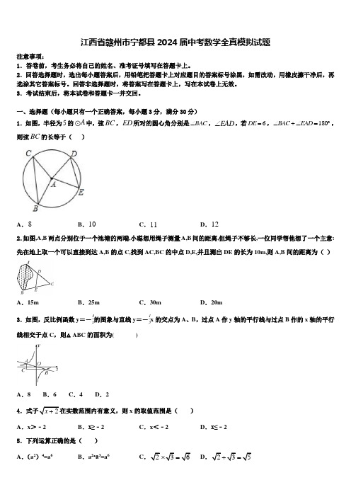 江西省赣州市宁都县2024届中考数学全真模拟试题含解析