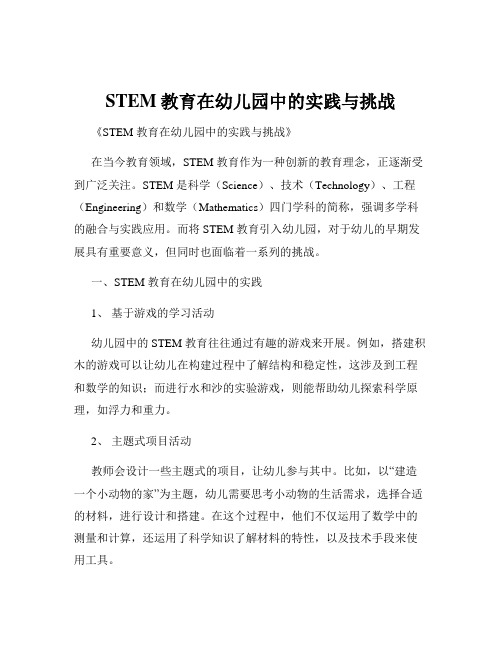 STEM教育在幼儿园中的实践与挑战