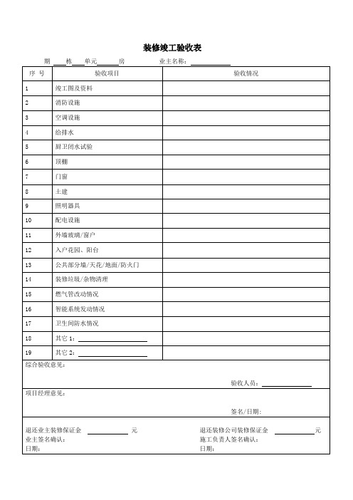 装修竣工验收表2020