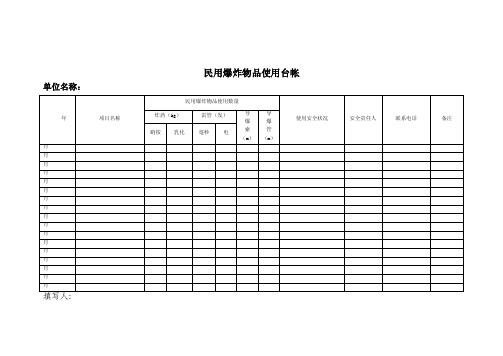 民用爆炸物品16种台帐