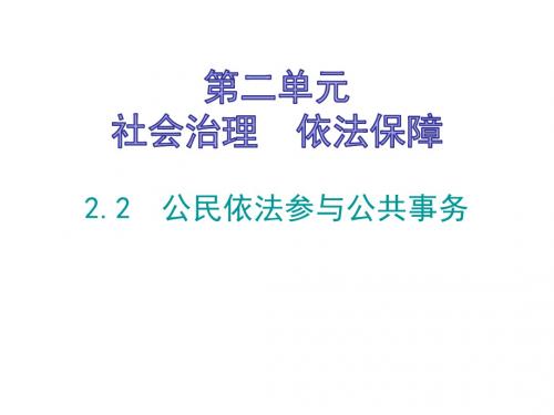 粤教版《道德与法治》九年级上册2.2《公民依法参与公共事务》知识梳理+检测题