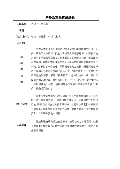 大班区域游戏活动观察记录表