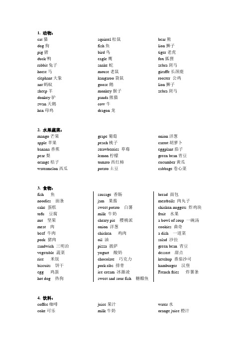 小学英语单词分类+语法时态汇总(附练习题)