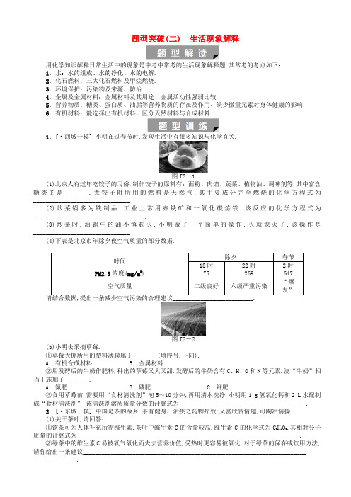 中考化学基础复习题型突破二生活现象解释练习