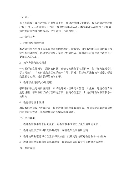 暑期师资集训工作总结报告