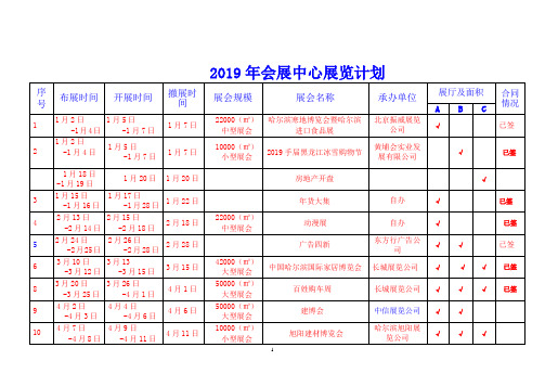 2019年会展展会时间表